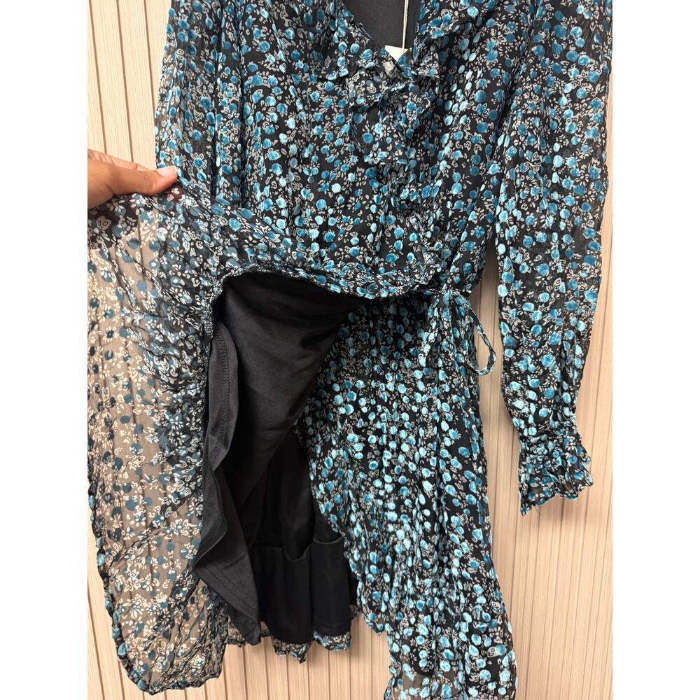 Vici Ruched Ruffle Long Sleeve Mini Dress Medium - Picture 8 of 13